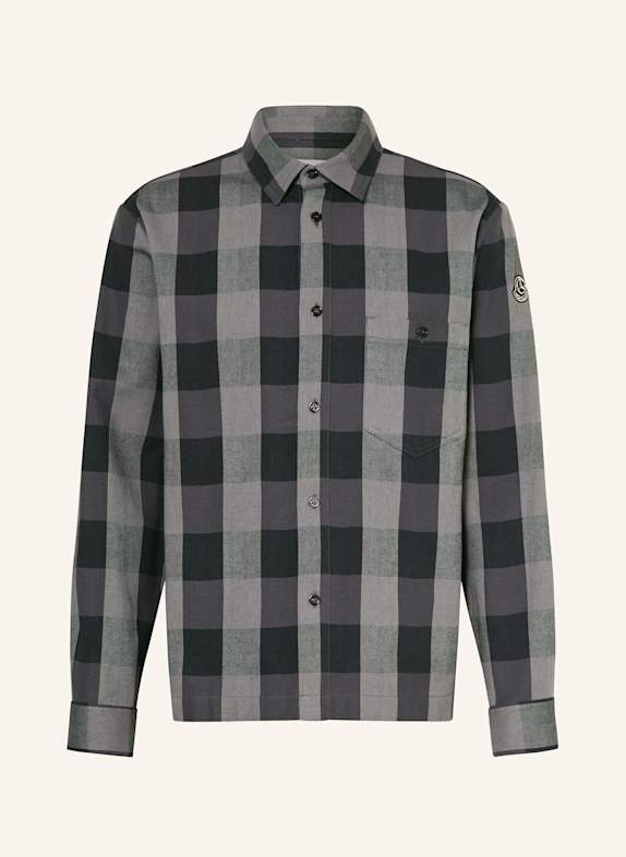 MONCLER Košile Regular Fit ČERNÁ/ TMAVĚ ŠEDÁ/ ŠEDÁ