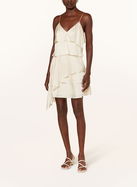 MRS & HUGS Satin dress with frills CREAM