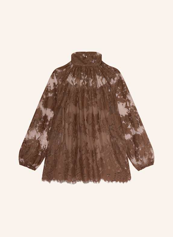 MRS & HUGS Shirt blouse made of lace BROWN