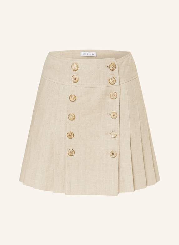 MRS & HUGS Faltenrock aus Leinen BEIGE