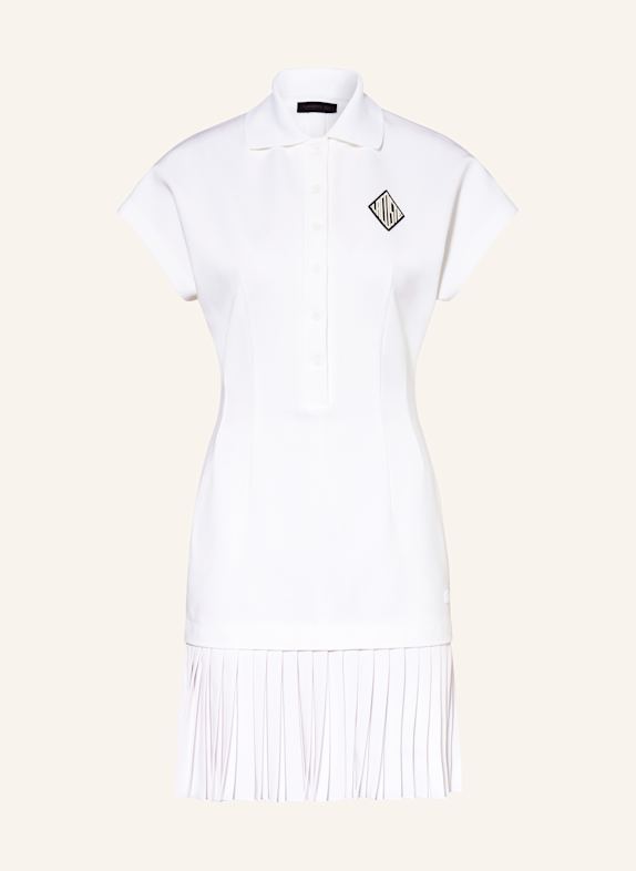 LACOSTE Polokleid LAURA im Materialmix mit Plissees WEISS