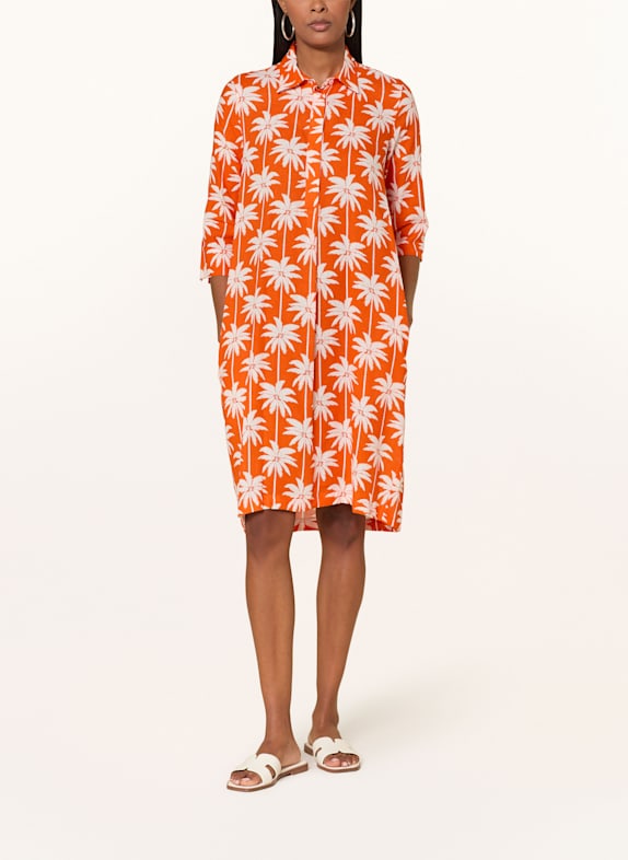 rossana diva Leinenkleid mit 3/4-Arm ORANGE/ WEISS