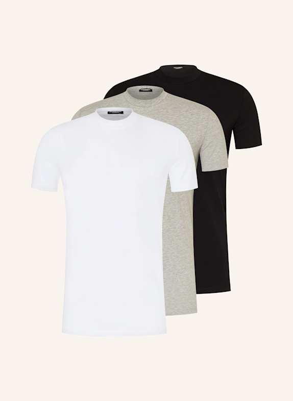 DSQUARED2 3er-Pack T-Shirts WEISS/ GRAU/ SCHWARZ