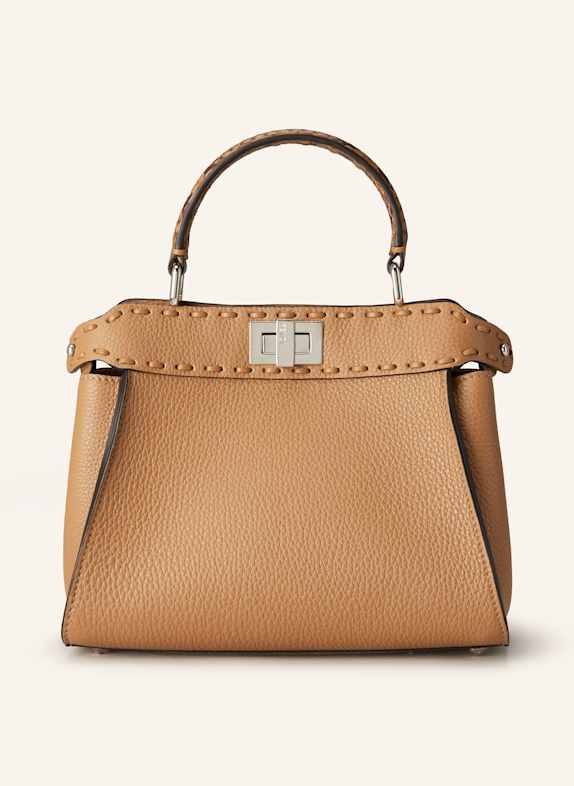 FENDI Handbag PEEKABOO MINI COGNAC