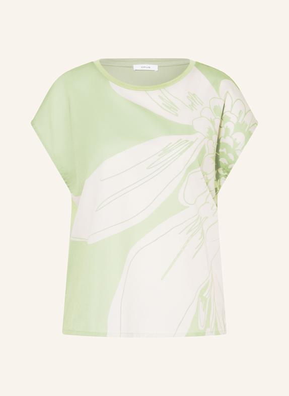 OPUS T-Shirt SAMELIE im Materialmix HELLGRÜN/ ECRU