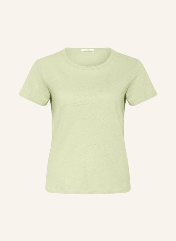 OPUS T-Shirt SORILA mit Leinen HELLGRÜN