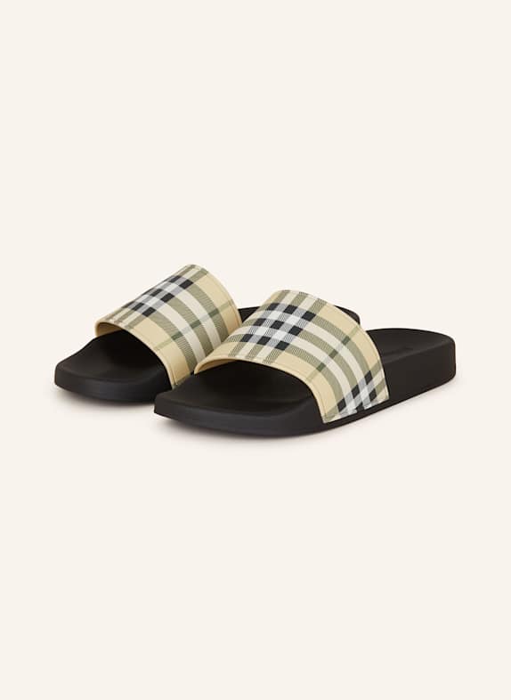 BURBERRY Pantoletten HELLGRÜN/ DUNKELGRÜN