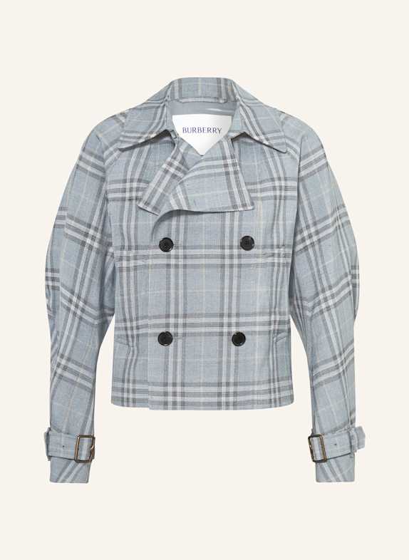 BURBERRY Cabanjacke mit Seide BLAUGRAU/ SCHWARZ