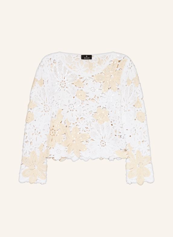 monari Pullover mit Pailletten WEISS/ CREME