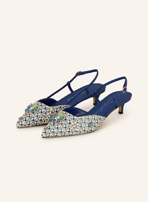 GUESS Slingpumps JESSENY mit Schmucksteinen BLAU/ WEISS/ GRÜN