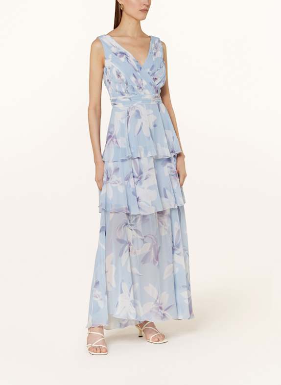 APART Abendkleid in Wickeloptik HELLBLAU/ LILA/ WEISS
