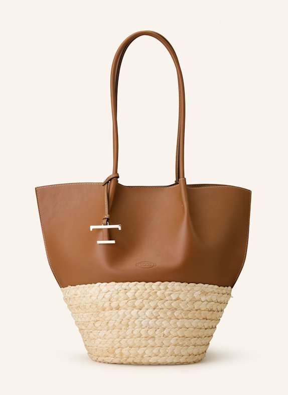 TOD'S Shopper MEDIUM COGNAC/ CREAM