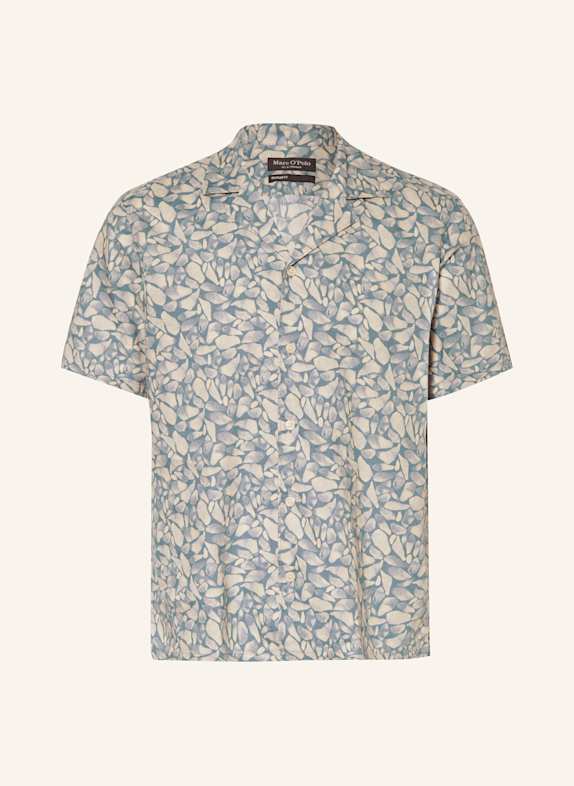Marc O'Polo Koszula z klapami regular fit z dodatkiem lnu SZARONIEBIESKI/ ECRU