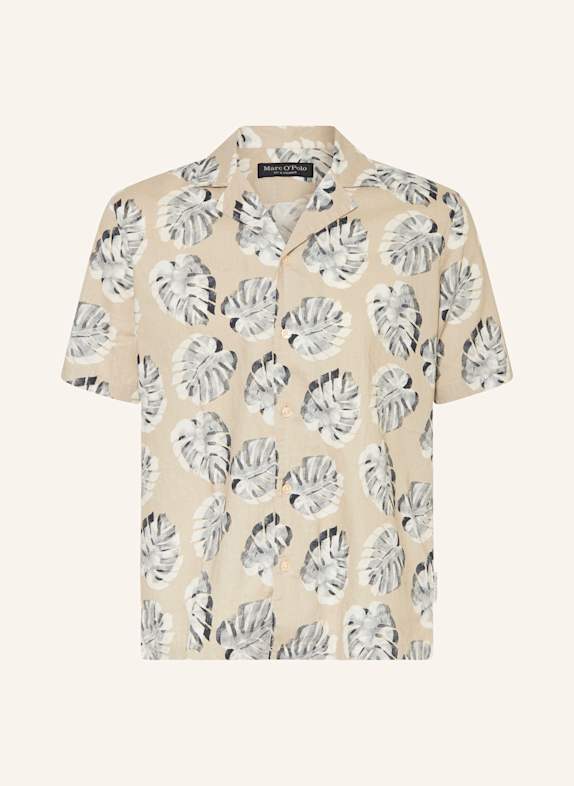 Marc O'Polo Koszula z klapami regular fit z dodatkiem lnu JASNOCZARY/ GRANATOWY/ BIAŁY