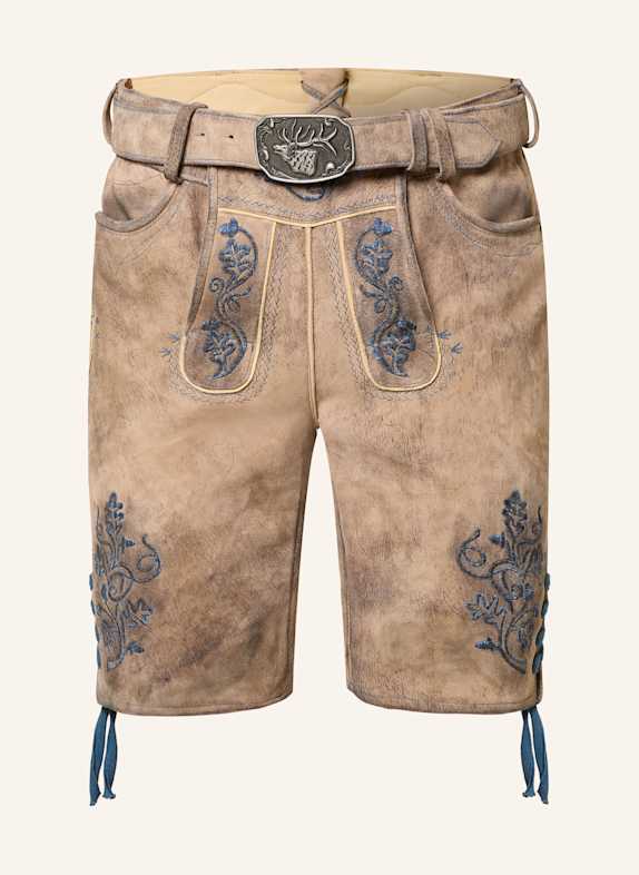 Spieth & Wensky Trachten-Lederhose FENDO HELLBRAUN/ GRAU/ DUNKELBLAU