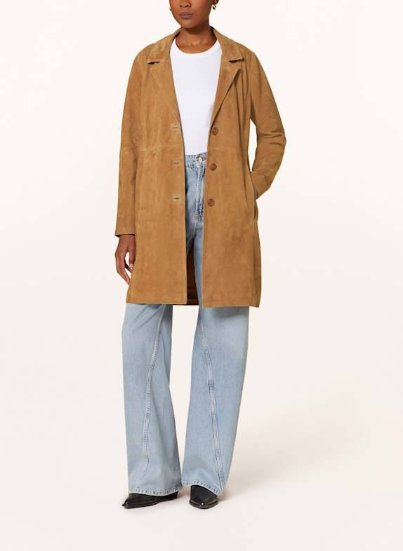 darling harbour Leather coat COGNAC