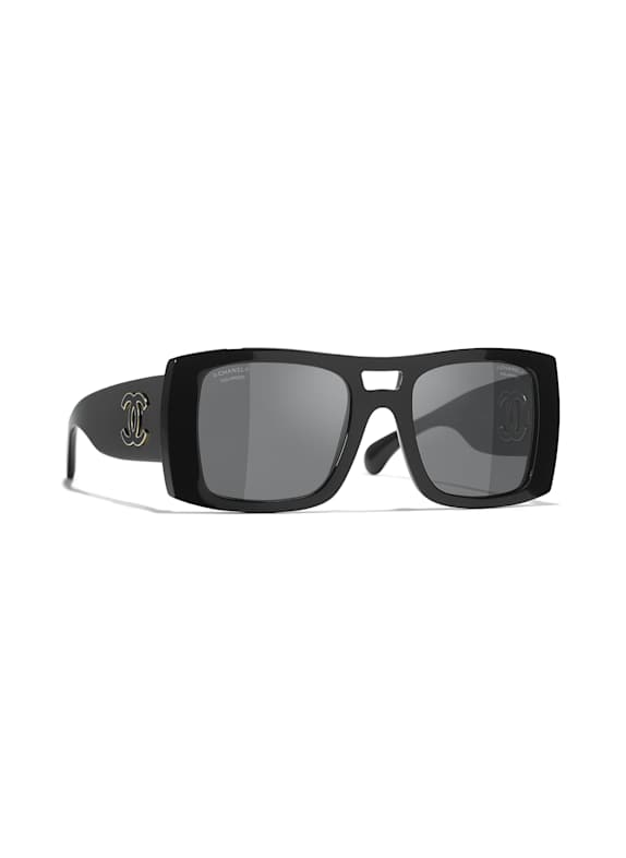 CHANEL Quadratische Sonnenbrille C622T8 - SCHWARZ/ DUNKELGRAU POLARISIERT
