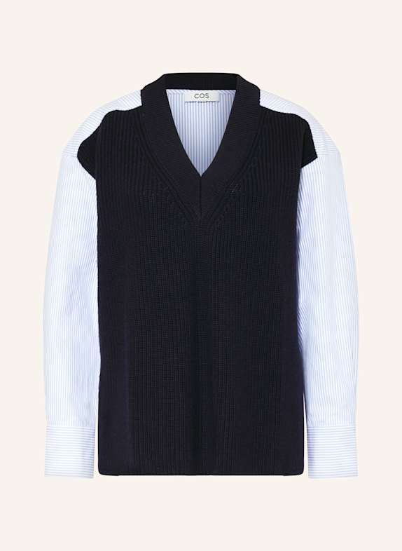 COS Pullover im Materialmix WEISS/ HELLBLAU/ DUNKELBLAU
