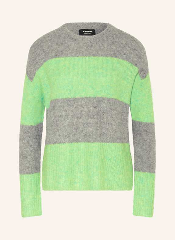 WHISTLES Pullover mit Alpaka HELLGRÜN/ GRAU