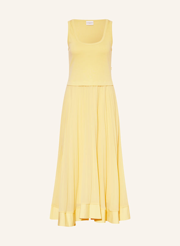 CLAUDIE PIERLOT Kleid im Materialmix mit Plissees HELLGELB