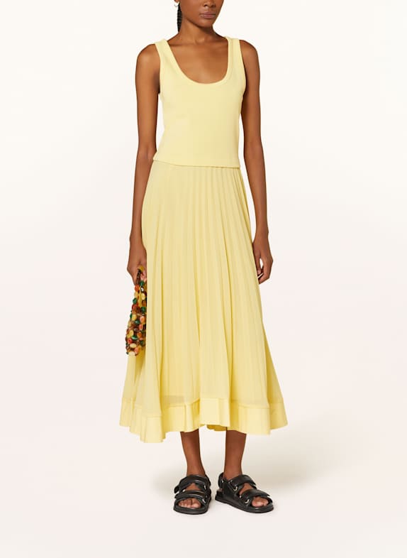 CLAUDIE PIERLOT Kleid im Materialmix mit Plissees HELLGELB