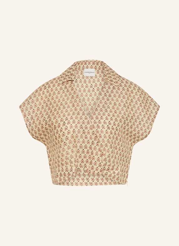 CLAUDIE PIERLOT Cropped-Blusenshirt CREME/ BEIGE/ DUNKELROT