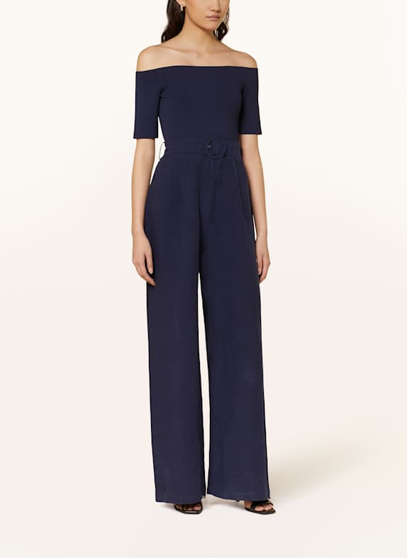 TED BAKER ANGELIY off-soulder jumpsuit in a mix of materials DARK BLUE