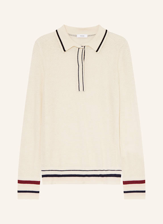 REISS Strick-Poloshirt ECRU/ DUNKELBLAU/ DUNKELROT