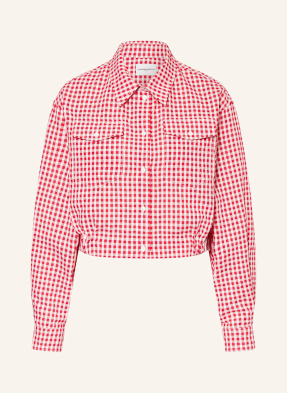 CLAUDIE PIERLOT Cropped-Hemdbluse ROT/ WEISS