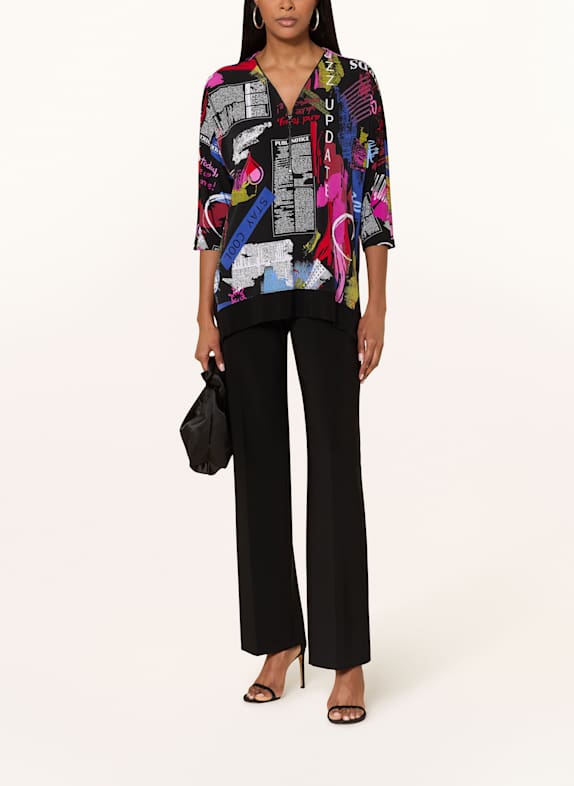 Joseph Ribkoff Chemisier à manches 3/4 NOIR / ROSE FUCHSIA / BLEU