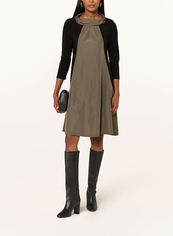 Joseph Ribkoff Kleid im Materialmix mit 3/4-Arm SCHWARZ/ OLIV