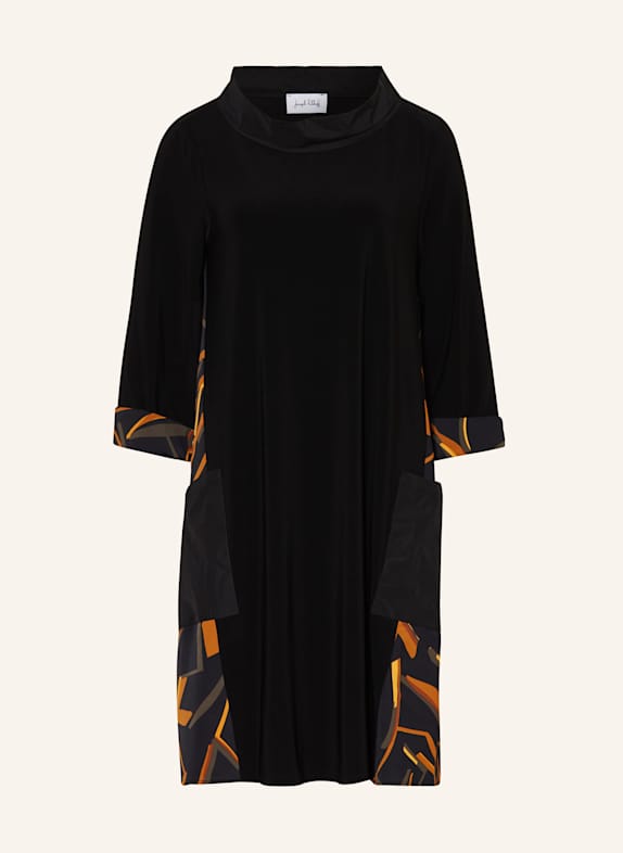 Joseph Ribkoff Kleid im Materialmix mit 3/4-Arm SCHWARZ/ DUNKELGELB/ KHAKI