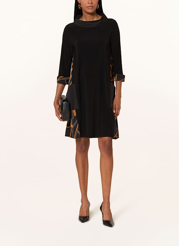 Joseph Ribkoff Kleid im Materialmix mit 3/4-Arm SCHWARZ/ DUNKELGELB/ KHAKI