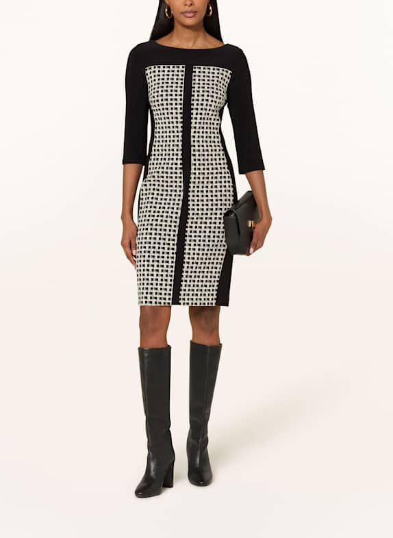 Joseph Ribkoff Sheath dress with 3/4 sleeves BLACK/ CREAM