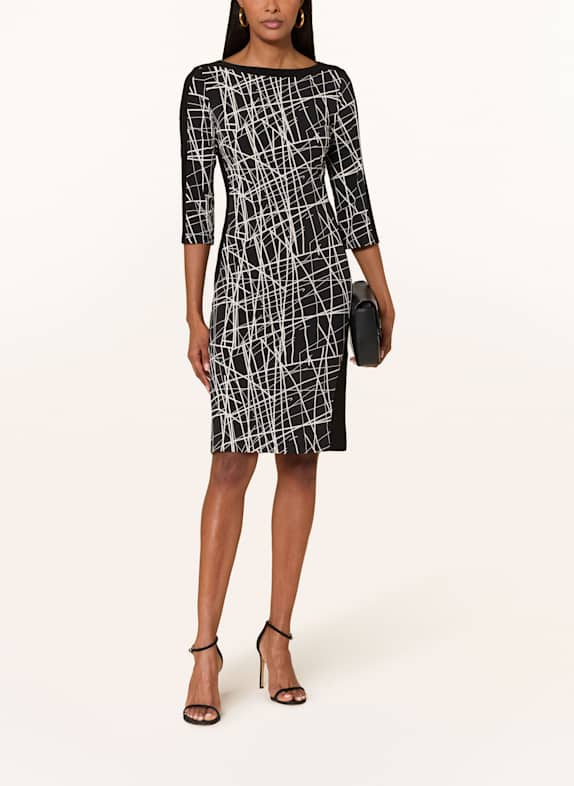 Joseph Ribkoff Sheath dress with 3/4 sleeves BLACK/ CREAM