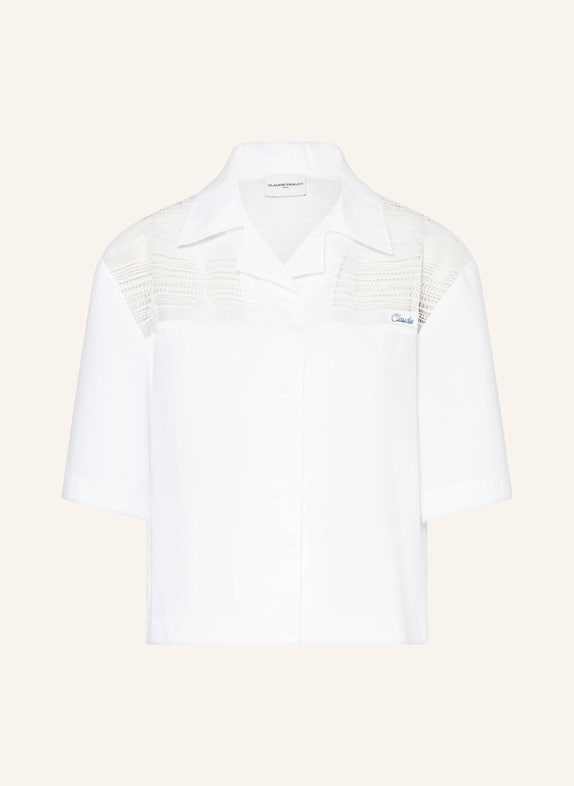 CLAUDIE PIERLOT Cropped-Bluse mit Spitze WEISS
