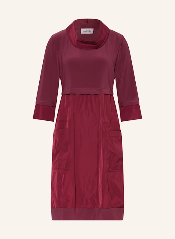 Joseph Ribkoff Dress with 3/4 sleeves in a mix of materials DARK RED