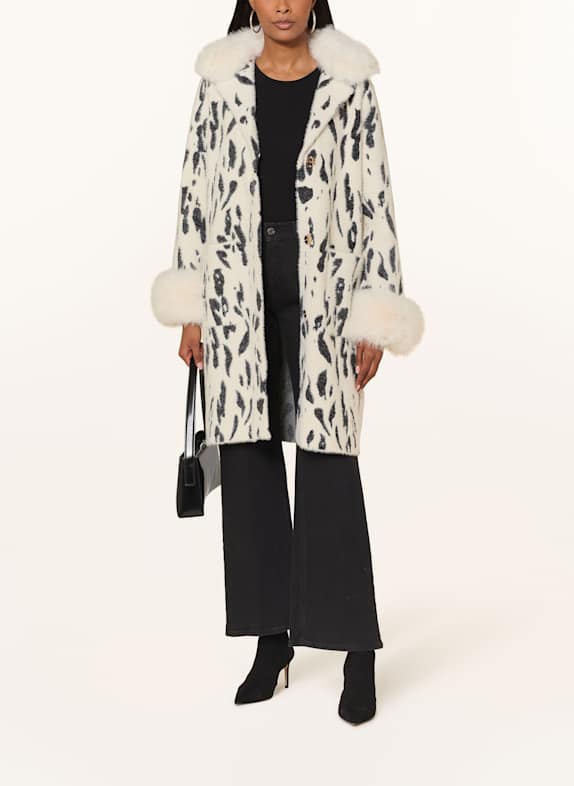 Joseph Ribkoff Mantel mit abnehmbarem Kunstfell WEISS / SCHWARZ