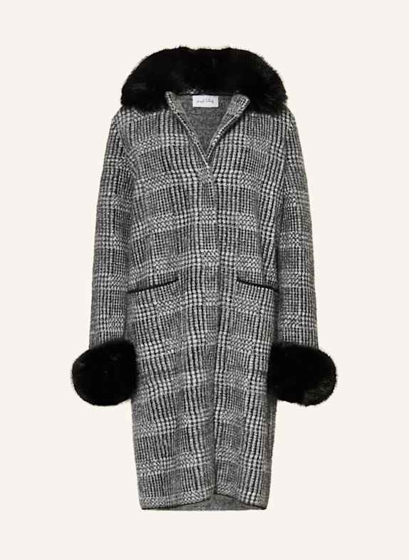Joseph Ribkoff Mantel mit abnehmbarem Kunstfell SCHWARZ / WEISS