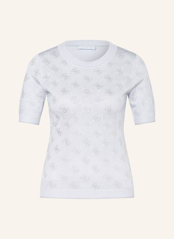 GUESS Strickshirt ROSIE mit Schmucksteinen HELLBLAU