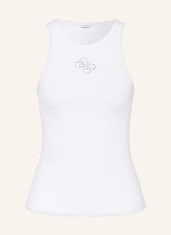 GUESS Top GUENDALINA mit Schmucksteinen WEISS