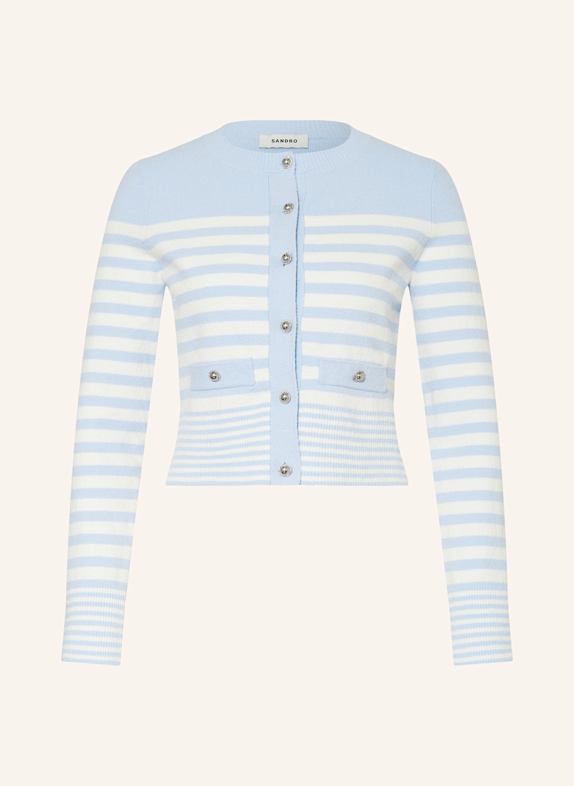 SANDRO Strickjacke aus Bouclé HELLBLAU/ WEISS