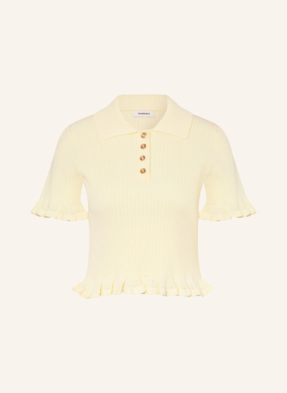 SANDRO Strick-Poloshirt mit Volants HELLGELB