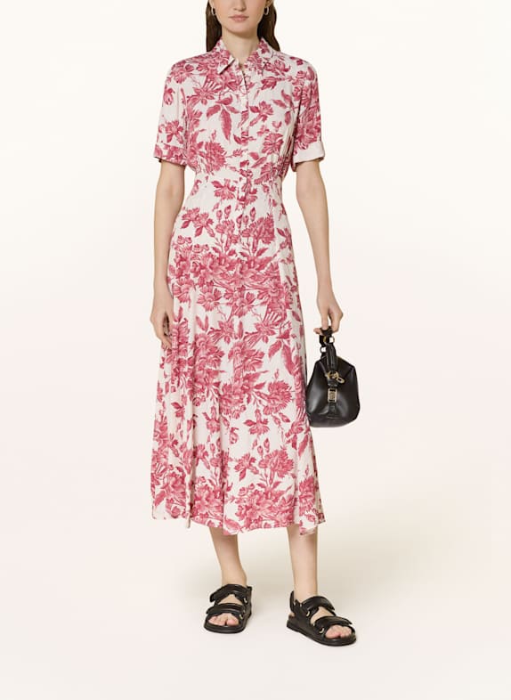 SANDRO Hemdblusenkleid ROT/ WEISS