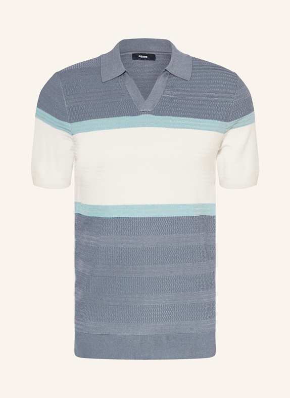 REISS Strick-Poloshirt JEFFERSON BLAUGRAU/ DUNKELBLAU/ WEISS