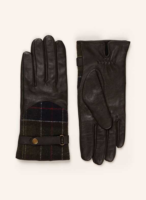 Barbour Lederhandschuhe TARTAN DUNKELBRAUN