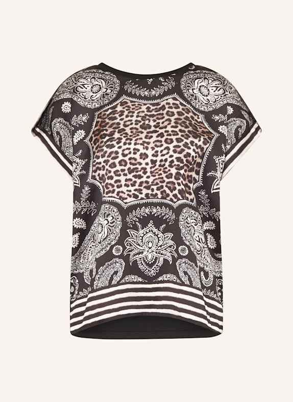 MARC AUREL Blusenshirt im Materialmix COGNAC / SCHWARZ