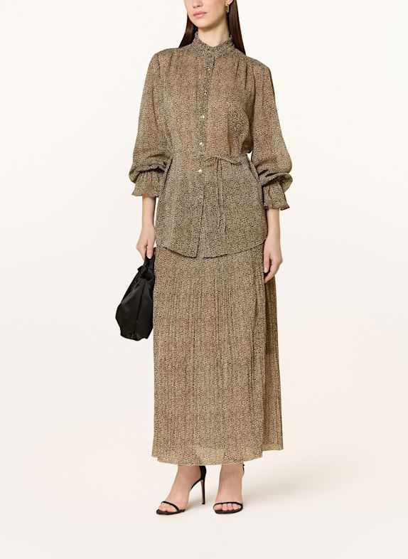 MARC AUREL Plisseerock mit Glitzergarn SCHWARZ / CREME / HELLBRAUN