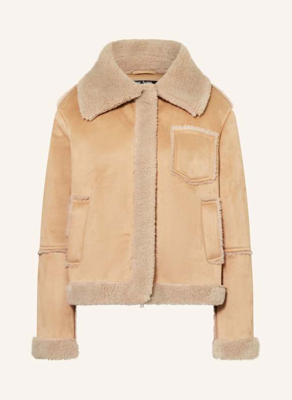MARC AUREL Jacke in Lederoptik mit Kunstfell BEIGE
