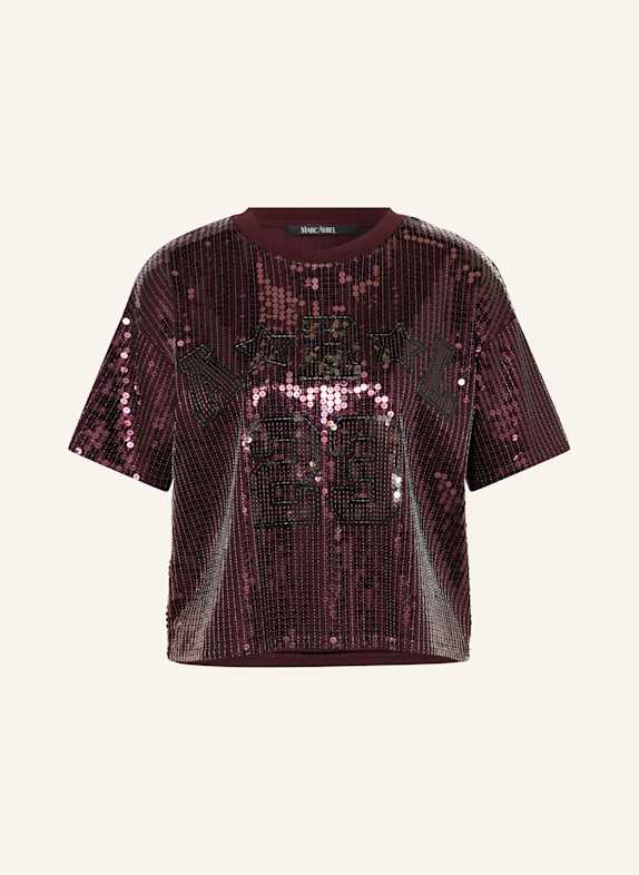MARC AUREL T-Shirt mit Pailletten DUNKELROT